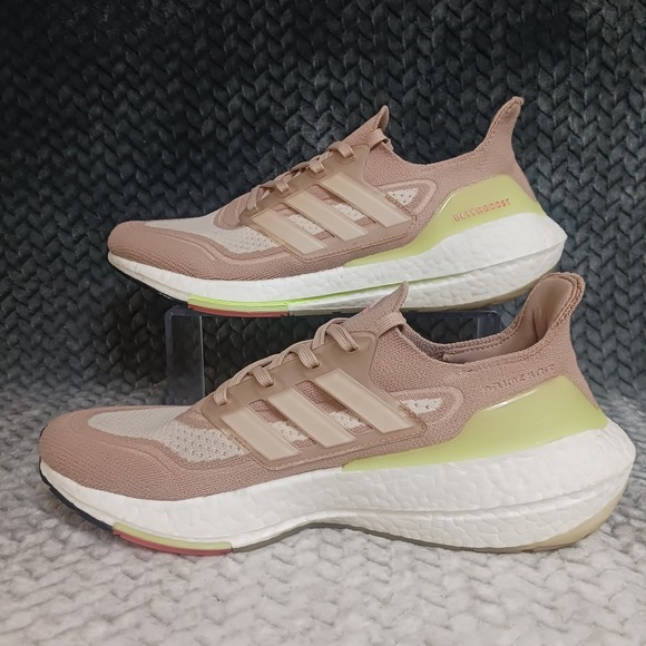 Adidas UltraBoost 21 Women's Athletic Running Shoes Pink Beige White Size 11 - Picture 2 of 15